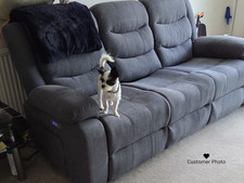 Naples 3 Seater Electric Recliner Sofa in Grey Chenille | USB | Dropdown Table