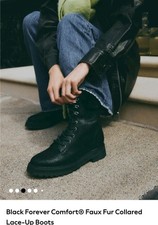 NWT Black NEXT Forever Comfort Lace Up Cleated Chunky Biker Boots Size 6.5 EU 40