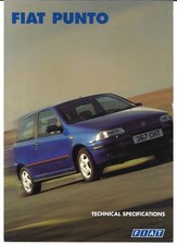 Fiat Punto Specifications 1999 UK Foldout Brochure Cabrio GT Sporting ELX SX S
