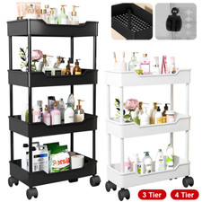 3/4 Tier Slim Slide Out Kitchen Bathroom Storage Trolley Cart Rack Holder UK
