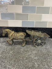 Vintage Heavy Brass Horse and Cart Figurine ornament figurine (3.4kg)-17” long 
