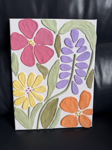 Textured floral painting - floral,