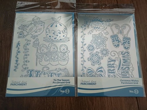 Tattered lace parchment grid - parchment,