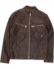 G-STAR Mens Leather Jacket UK 40 Large Black Leather DF22