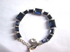 Swarovski Blue Crystal Jon Richard Bracelet Silver Tone Signed 19cm