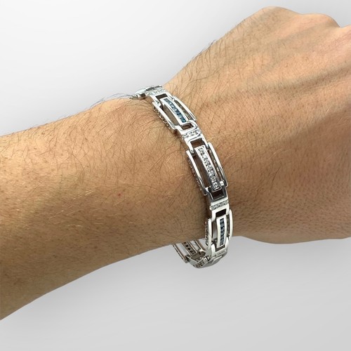 Mens bracelet 14ct white gold - mens,