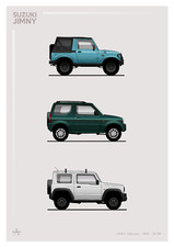 POSTER - SUZUKI JIMNY EVOLUTION - (A4 A3 A2 Sizes) Car Vitara, Samurai 4x4