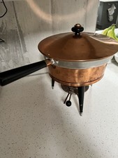 Vintage 5 Piece Brass & Copper Food Warmer Chafing Chafer Fondue Buffet Dish Set