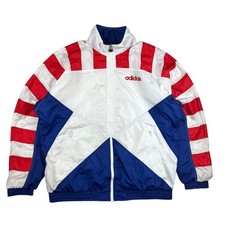 Adidas Track Jacket Vintage 90s Mens XL American Flag USA Retro Red White Blue