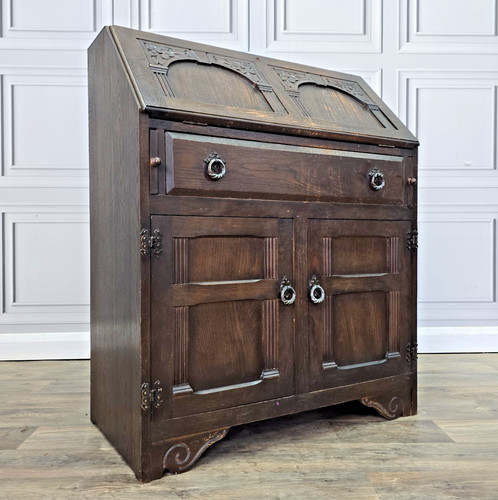 Antique oak bureau cabinet - oak,