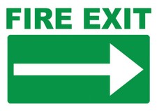 Large & Small POSTERS Emergency Fire Exit Sign Right Arrow Notice Signage