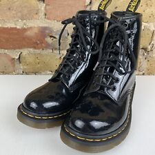 Dr Martens Patent Lamper Black 1460W 8 eyelet Boots UK 4 Docs Doc Doctor Martins