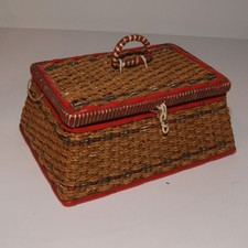 Vintage Wicker Sewing Basket /
