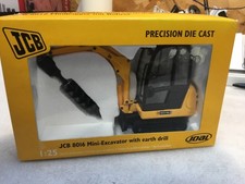 Joal 268 JCB 8016 Mini Excavator with EARTH DRILL Attachment 1/25 Die-cast BOXED