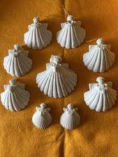 Set Of 9 Margaret Furlong Bisque ANGEL SHELL ONAMENTS 3 Sizes 80s 90s 2000s Lot