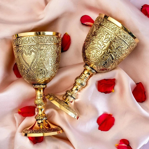 Set brass wine goblets - set, 2