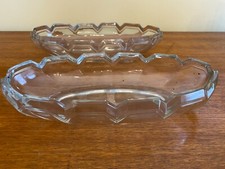 Vintage A Pair Of Thick Glass Oval Banana Split Ice Cream Dessert Serving Bowl