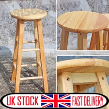 60cm Height Wooden Bar Stool Pub Chair Kitchen Breakfast Seat Round Stool UK