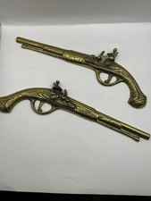 Brass Pair of Duelling Pistols Wall Decor Vintage Brass x 2 1970,s