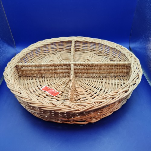Vintage woven wicker tray - woven,