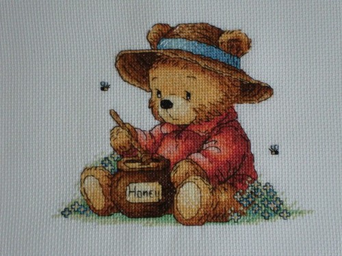 Completed cross stitch teddy - completed,