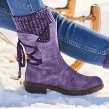 New Waterproof Ladies Snow Winter Boots Womens Warm Shoes Non-slip Mid Calf Size