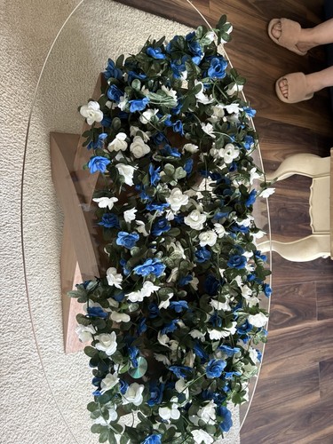 Silk flower garland blue - silk,