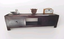 Dark Solid Mango Wood Dakota 145cm 2 Drawer TV Media Unit 