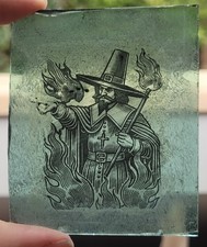Stained Glass Witch Finder General  kiln fired painted antique glass