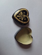 Vintage Faux Tortoise Shell Small Heart-Shaped Trinket Box with Lid