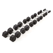 York Fitness Rubber Hex Dumbbells Heavy Duty Weight Lifting Gym Hexagon Pairs