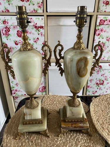 Pair vintage ornate onyx - pair,