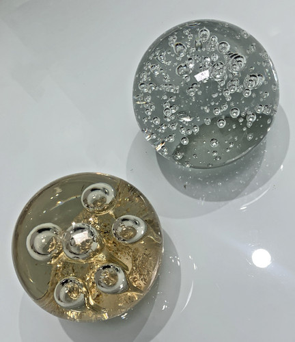 Pair glass paperweights - glass,