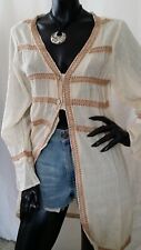 Ladies Vintage Cheesecloth Embroidered Hippie Boho Summer Blouse Long Shirt 8/10