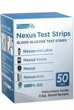 GlucoRx Nexus Test Strips Monitoring Blood Glucose X 50