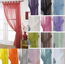 Plain Voile Curtain Panel Tab Top – FREE Tieback - White Cream All Colours – Net
