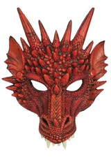 Halloween Red Dragon Scary Deluxe Fancy Dress Fantasy Half Face Cosplay Mask