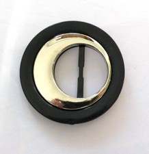 Large round belt buckle slider tri glide black and silver cinch coat belt 8cm 