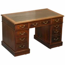 LOVELY VICTORIAN CIRCA 1880 ENGLISH PANELLED MAHOGANY TWIN PEDESTAL PARTNER DESK