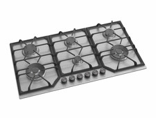6 burner gas hob 90cm cast iron pan supports