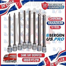 8PC LONG 3/8" DRIVE BALL ENDED END HEX BIT SOCKET SET ALLEN KEY METRIC H3-H10