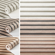 1-6x Wood Slats Wallpaper Realistic 3D Effect Wooden Stripes Feature WallPapers