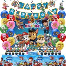 66Pcs Paw Patrol Party Decor Set Balloons Banner Swirls Tablecloth Backdrop