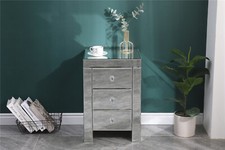 Elegant Mirrored Glass Bedside Table Nighstand Side Table Cabinet with Drawers