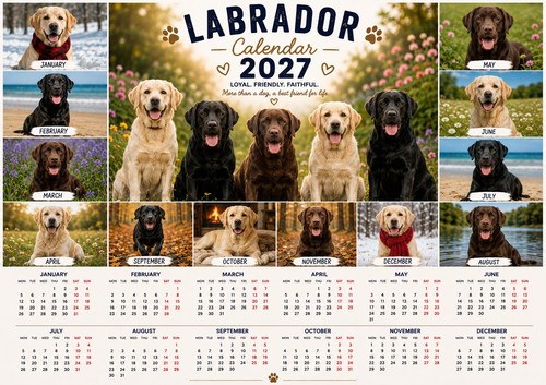 Labrador 2027 wall calendar - labrador,