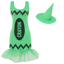 LADIES GREEN CRAYON DRESS &