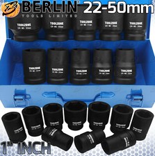 1" Inch DRIVE DEEP IMPACT Socket Set 22-50mm HGV Long Reach Impact Sockets INCH.