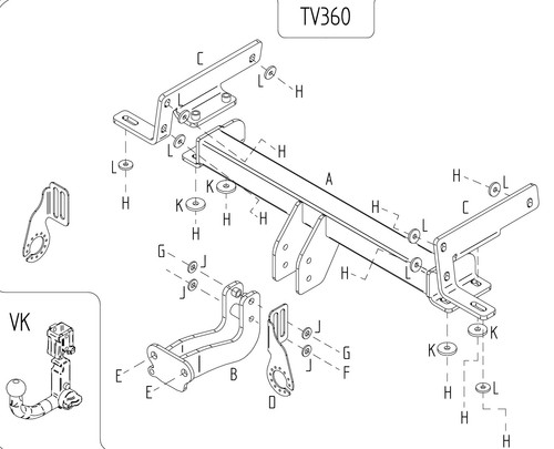 Towtrust fixed flange towbar - fixed,
