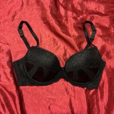 Secret Possessions Black Satin Look And Lace Bra 38DD
