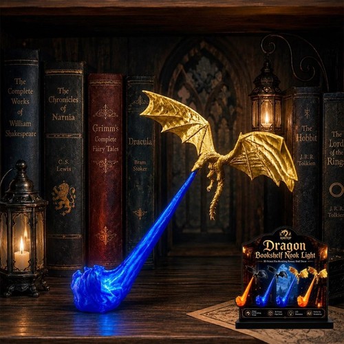 Dragon bookshelf nook light - nook, 3d